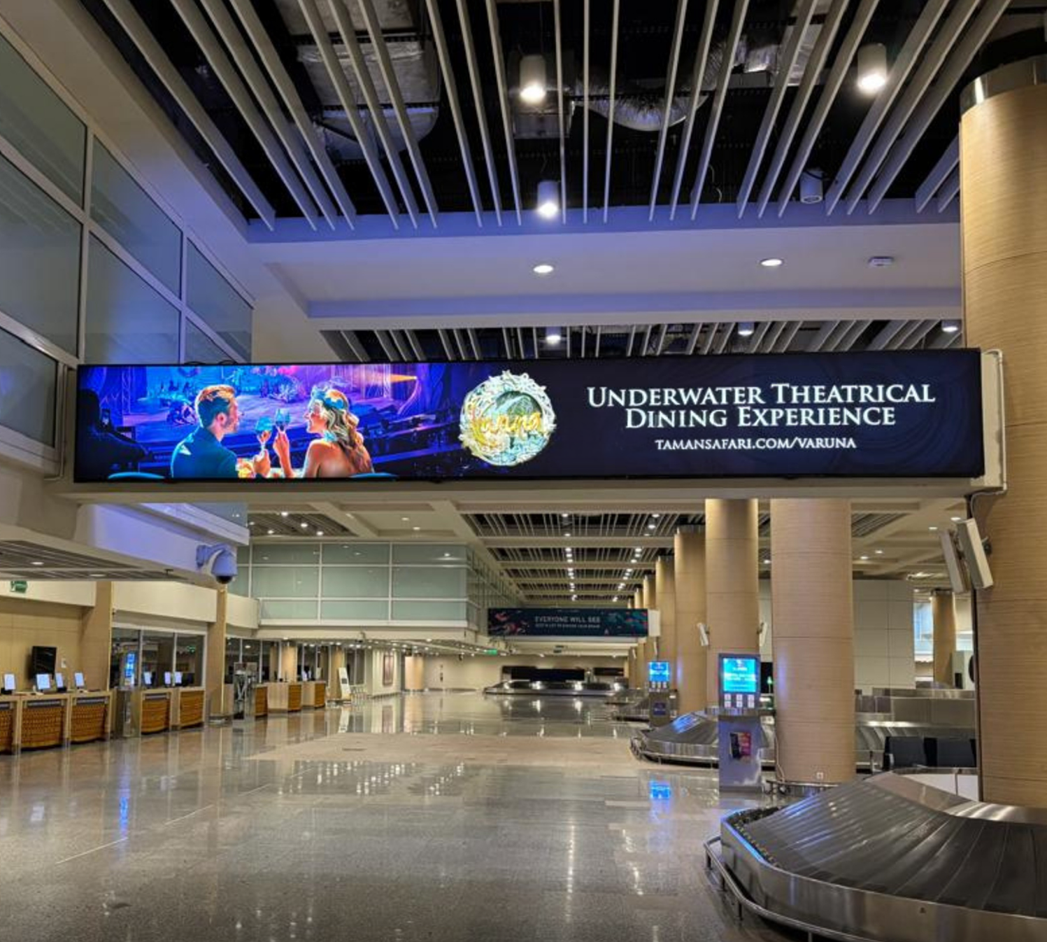 Taman Safari Bali at Lightbox A at Arrival Baggage Claim ceiling (Left Side)